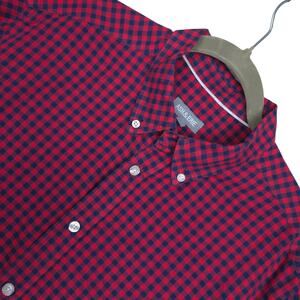 Ash & Erie Button Down Shirt Mens Large Red Blue Gingham Cotton Casual